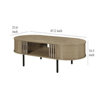 Brandon Cocktail Coffee Table with Inner Shelf, Oval Light Beige Wood -BM329900