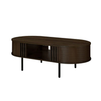 Brandon Cocktail Coffee Table with Inner Shelf, Oval Walnut Brown Wood -BM329901
