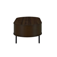 Brandon Cocktail Coffee Table with Inner Shelf, Oval Walnut Brown Wood -BM329901