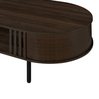 Brandon Cocktail Coffee Table with Inner Shelf, Oval Walnut Brown Wood -BM329901