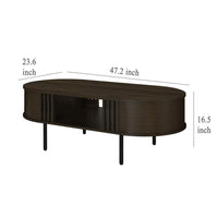 Brandon Cocktail Coffee Table with Inner Shelf, Oval Walnut Brown Wood -BM329901