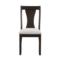 Kiana Dining Chair Set of 2, Beige Fabric Cushion, Dark Brown Wood -BM329907