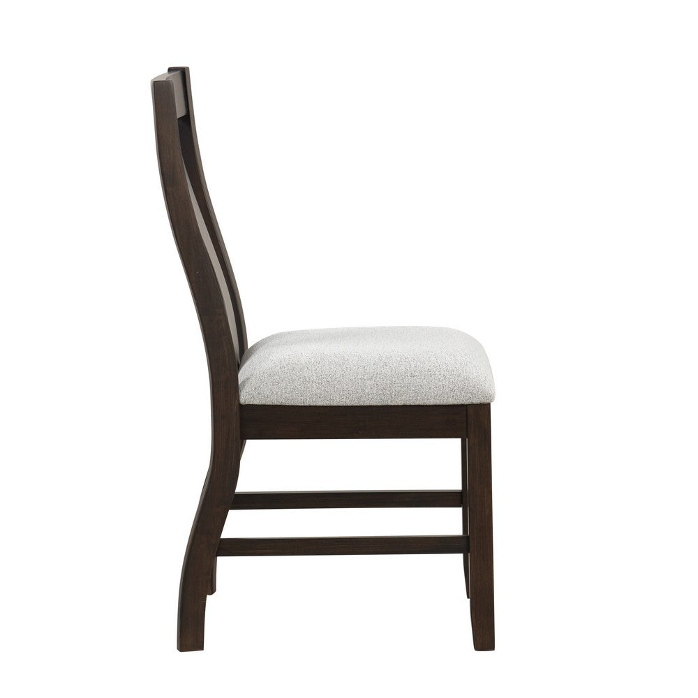 Kiana Dining Chair Set of 2, Beige Fabric Cushion, Dark Brown Wood -BM329907