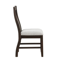 Kiana Dining Chair Set of 2, Beige Fabric Cushion, Dark Brown Wood -BM329907