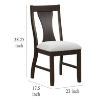 Kiana Dining Chair Set of 2, Beige Fabric Cushion, Dark Brown Wood -BM329907