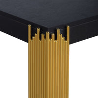 Theo Console Table, Gold Metal Legs, Retro Black Wood Frame 48 Inch -BM329922
