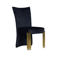 Theo Dining Chair Set of 2, Retro Midnight Black Velvet, Gold Metal -BM329923