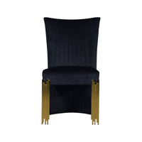 Theo Dining Chair Set of 2, Retro Midnight Black Velvet, Gold Metal -BM329923