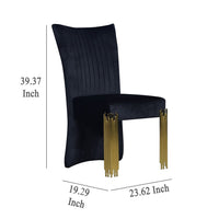 Theo Dining Chair Set of 2, Retro Midnight Black Velvet, Gold Metal -BM329923