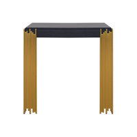 Theo Side End Table, Retro Gold Metal Legs, Black Wood, Square 25 Inch -BM329925