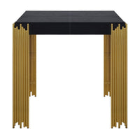 Theo Side End Table, Retro Gold Metal Legs, Black Wood, Square 25 Inch -BM329925