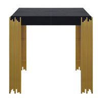 Theo Side End Table, Retro Gold Metal Legs, Black Wood, Square 25 Inch -BM329925
