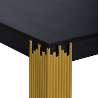 Theo Side End Table, Retro Gold Metal Legs, Black Wood, Square 25 Inch -BM329925