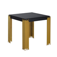 Theo Side End Table, Retro Gold Metal Legs, Black Wood, Square 25 Inch -BM329925
