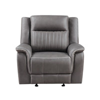 Viann Manual Glider Recliner Chair, Tufted Gray Polyester, Pillow Top -BM329932
