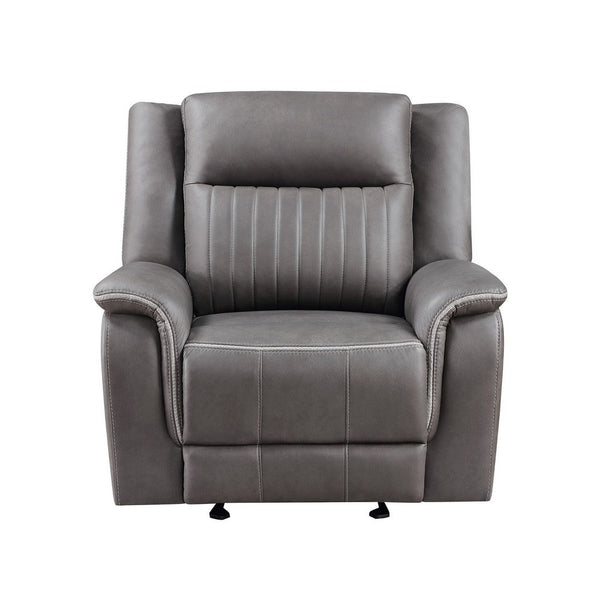 Viann Manual Glider Recliner Chair, Tufted Gray Polyester, Pillow Top -BM329932