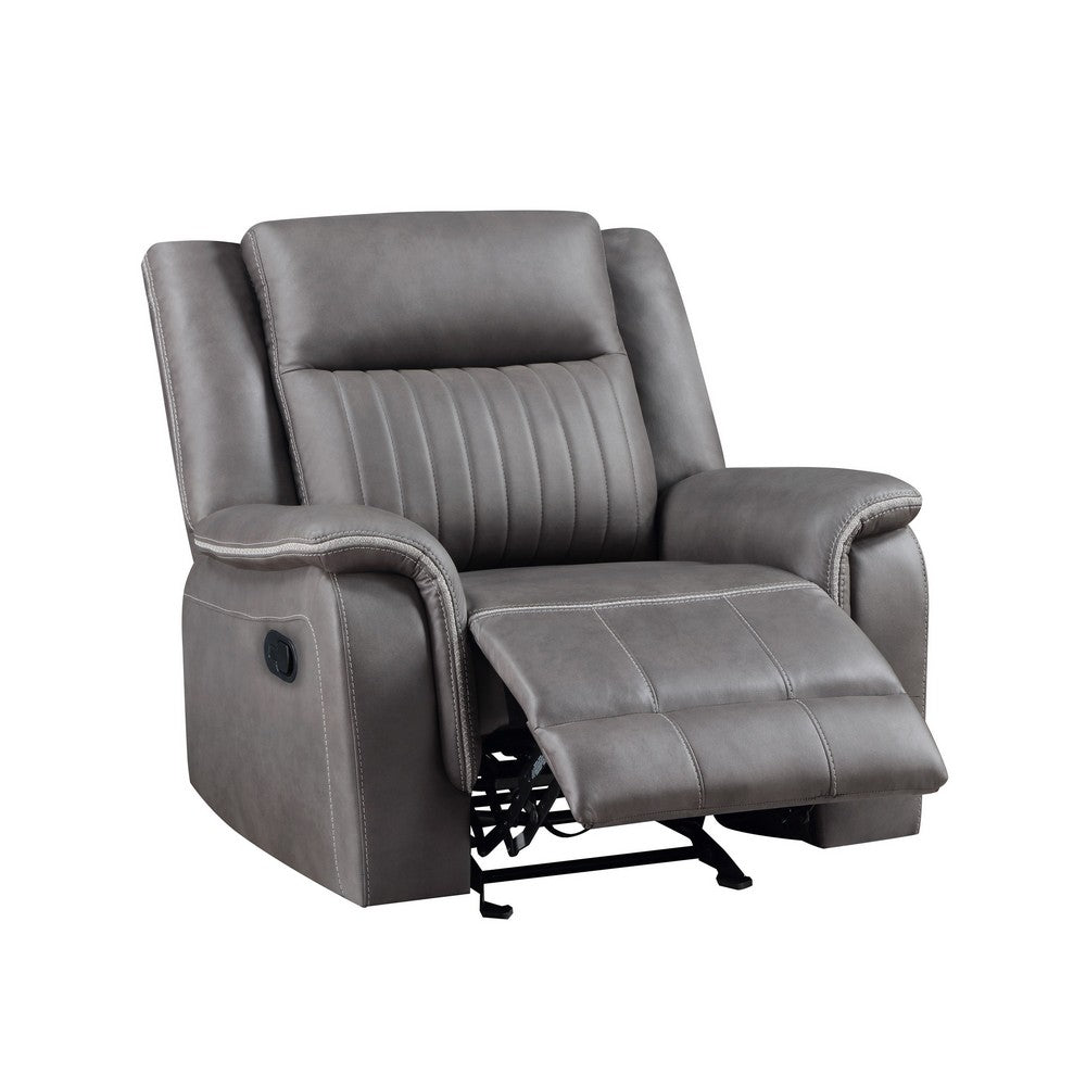 Viann Manual Glider Recliner Chair, Tufted Gray Polyester, Pillow Top -BM329932