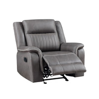 Viann Manual Glider Recliner Chair, Tufted Gray Polyester, Pillow Top -BM329932