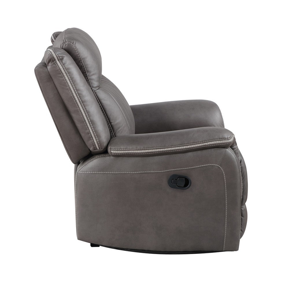 Viann Manual Glider Recliner Chair, Tufted Gray Polyester, Pillow Top -BM329932