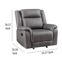Viann Manual Glider Recliner Chair, Tufted Gray Polyester, Pillow Top -BM329932