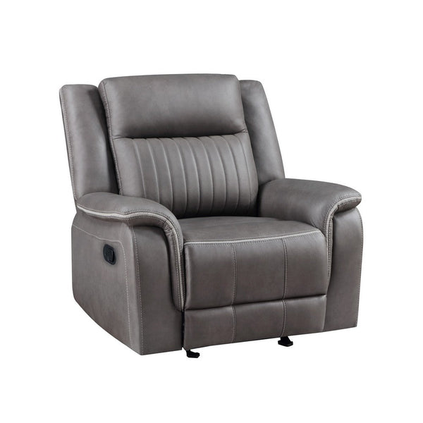 Viann Manual Glider Recliner Chair, Tufted Gray Polyester, Pillow Top -BM329932