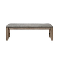 Harris Dining Bench, Gray Fabric, Brown Solid Rubberwood, 60 Inch -BM329934