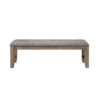 Harris Dining Bench, Gray Fabric, Brown Solid Rubberwood, 60 Inch -BM329934