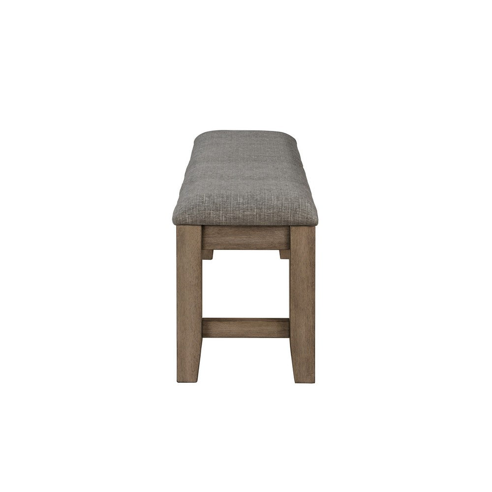 Harris Dining Bench, Gray Fabric, Brown Solid Rubberwood, 60 Inch -BM329934