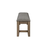 Harris Dining Bench, Gray Fabric, Brown Solid Rubberwood, 60 Inch -BM329934