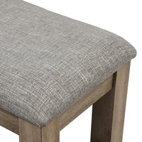 Harris Dining Bench, Gray Fabric, Brown Solid Rubberwood, 60 Inch -BM329934