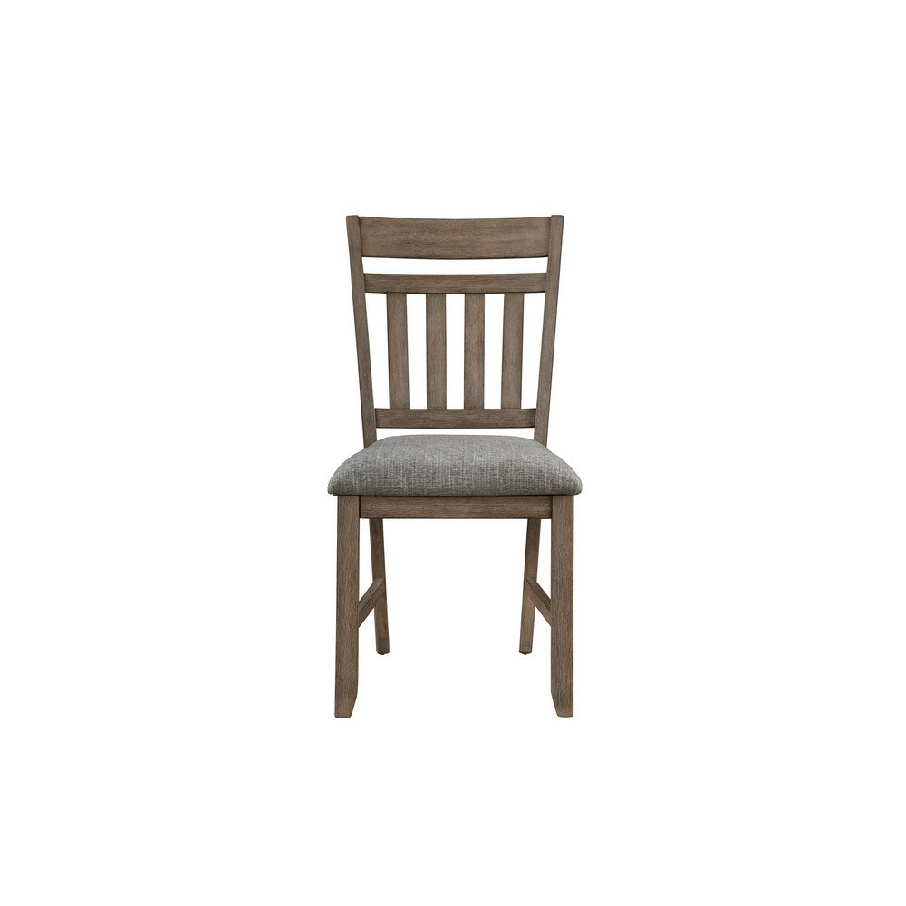 Harris Dining Chair Set of 2, Gray Fabric Brown Solid Rubberwood -BM329935