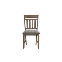 Harris Dining Chair Set of 2, Gray Fabric Brown Solid Rubberwood -BM329935