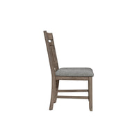 Harris Dining Chair Set of 2, Gray Fabric Brown Solid Rubberwood -BM329935