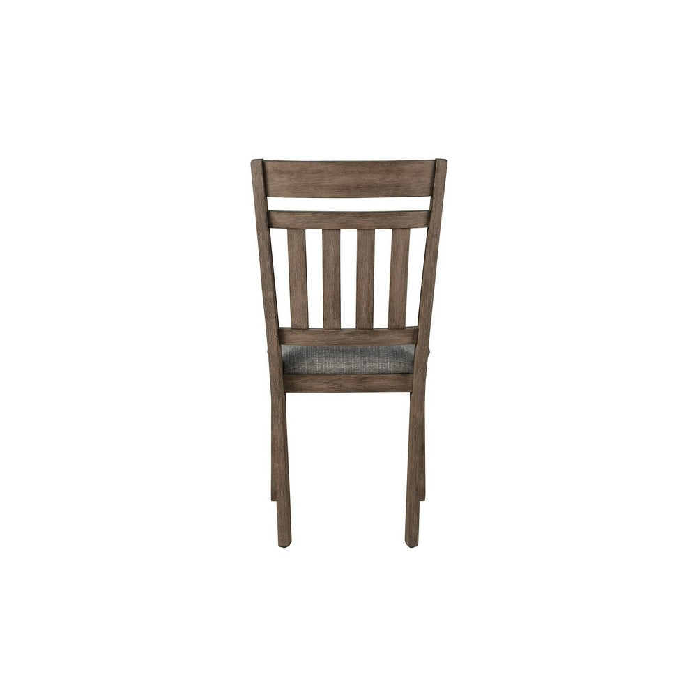 Harris Dining Chair Set of 2, Gray Fabric Brown Solid Rubberwood -BM329935