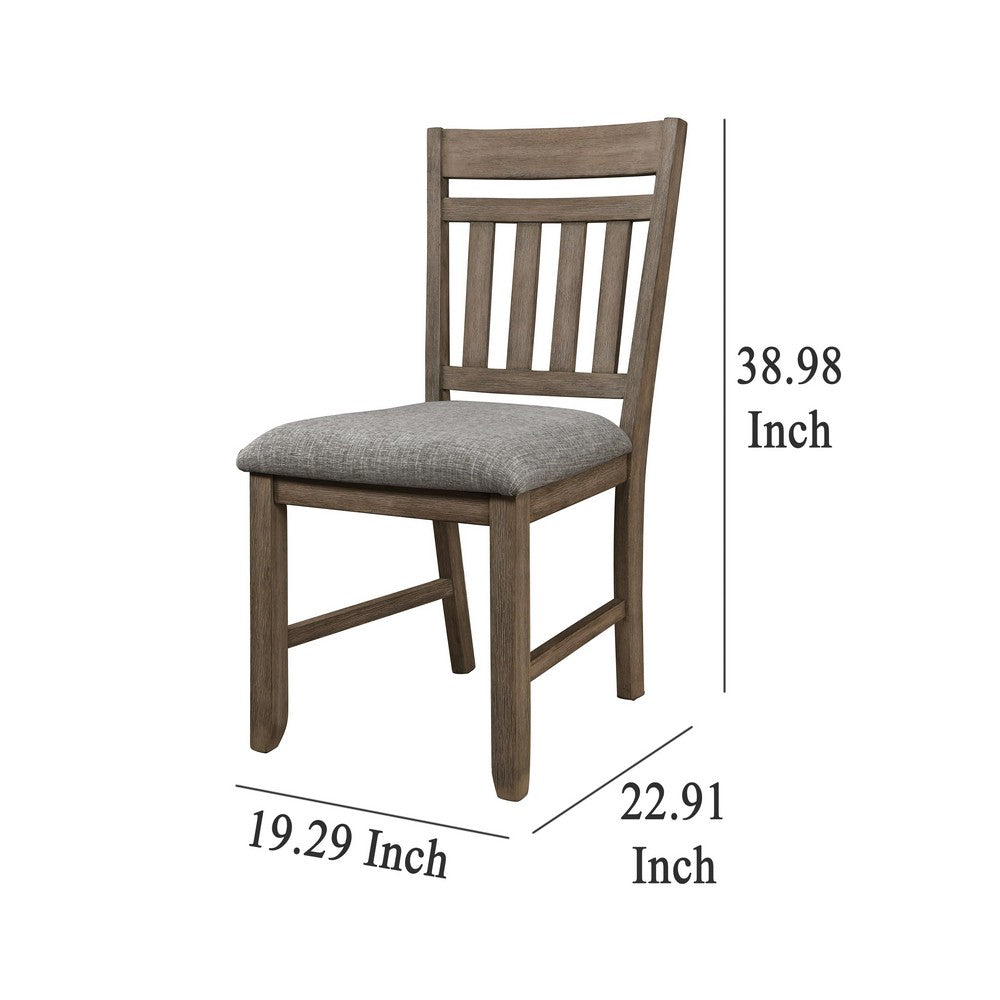 Harris Dining Chair Set of 2, Gray Fabric Brown Solid Rubberwood -BM329935