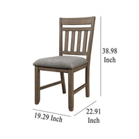 Harris Dining Chair Set of 2, Gray Fabric Brown Solid Rubberwood -BM329935