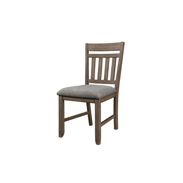Harris Dining Chair Set of 2, Gray Fabric Brown Solid Rubberwood -BM329935