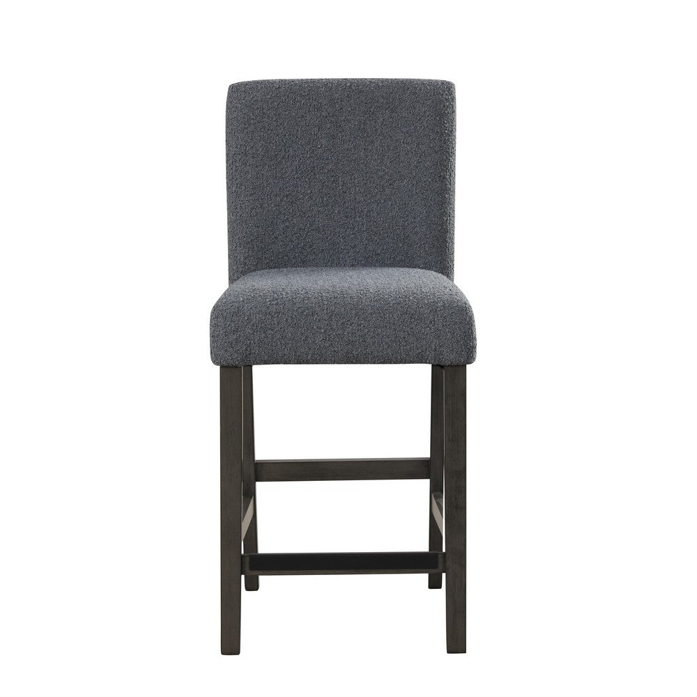 Ghy Counter Height Chair Set of 2, Gray Fabric, Solid Acacia Wood -BM329936