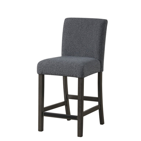 Ghy Counter Height Chair Set of 2, Gray Fabric, Solid Acacia Wood -BM329936