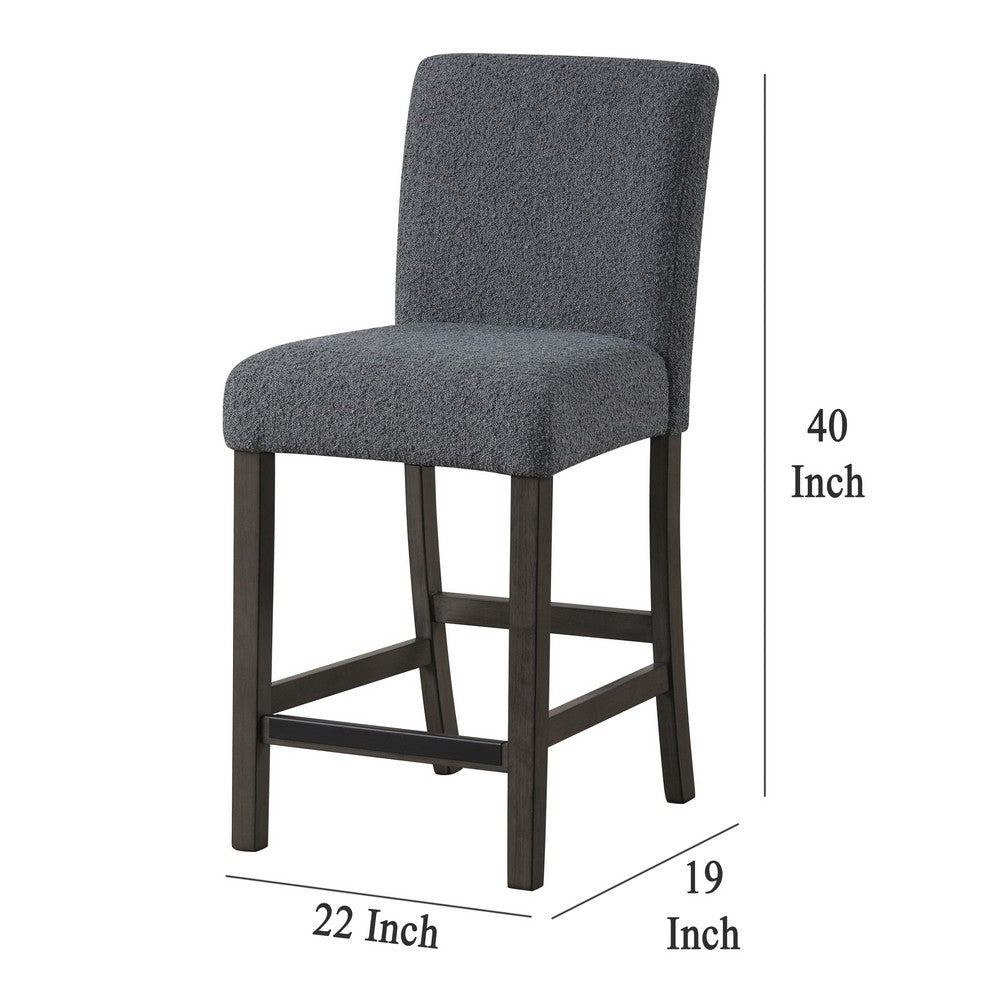 Ghy Counter Height Chair Set of 2, Gray Fabric, Solid Acacia Wood -BM329936