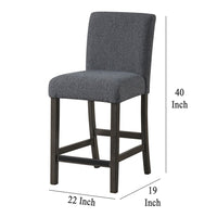 Ghy Counter Height Chair Set of 2, Gray Fabric, Solid Acacia Wood -BM329936