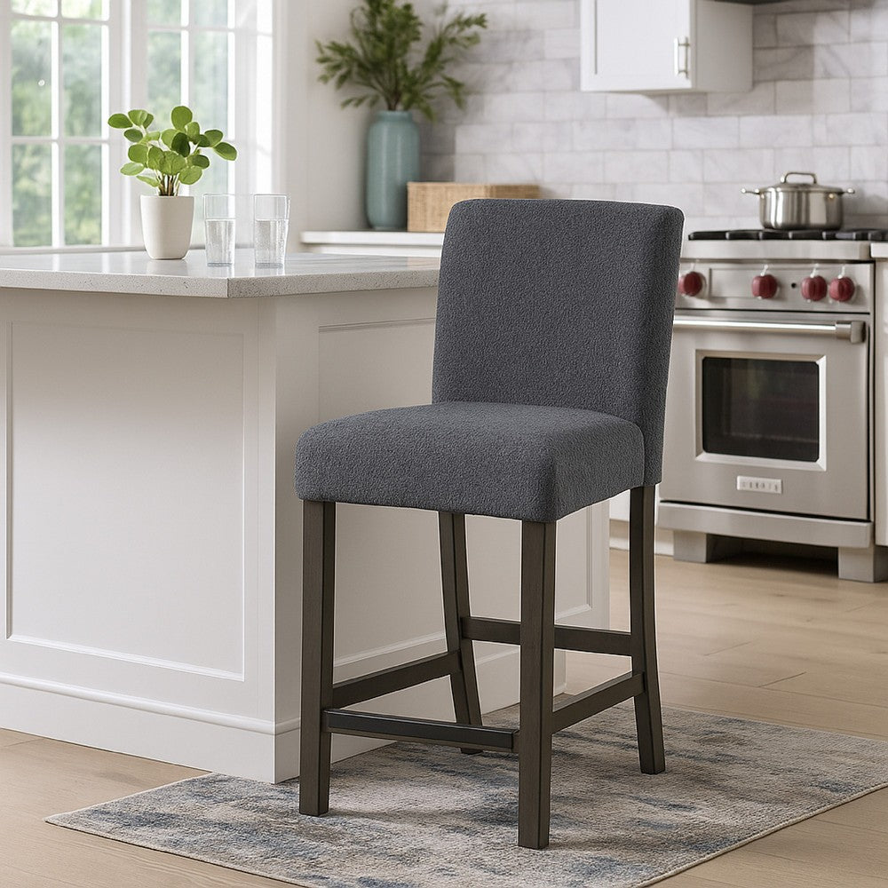Ghy Counter Height Chair Set of 2, Gray Fabric, Solid Acacia Wood -BM329936