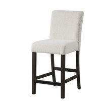 Ghy Counter Height Chair Set of 2, White Fabric, Solid Acacia Wood -BM329937