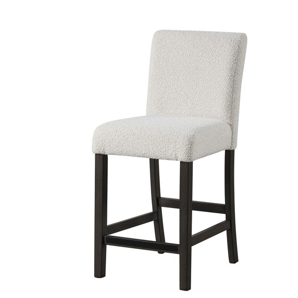 Ghy Counter Height Chair Set of 2, White Fabric, Solid Acacia Wood -BM329937