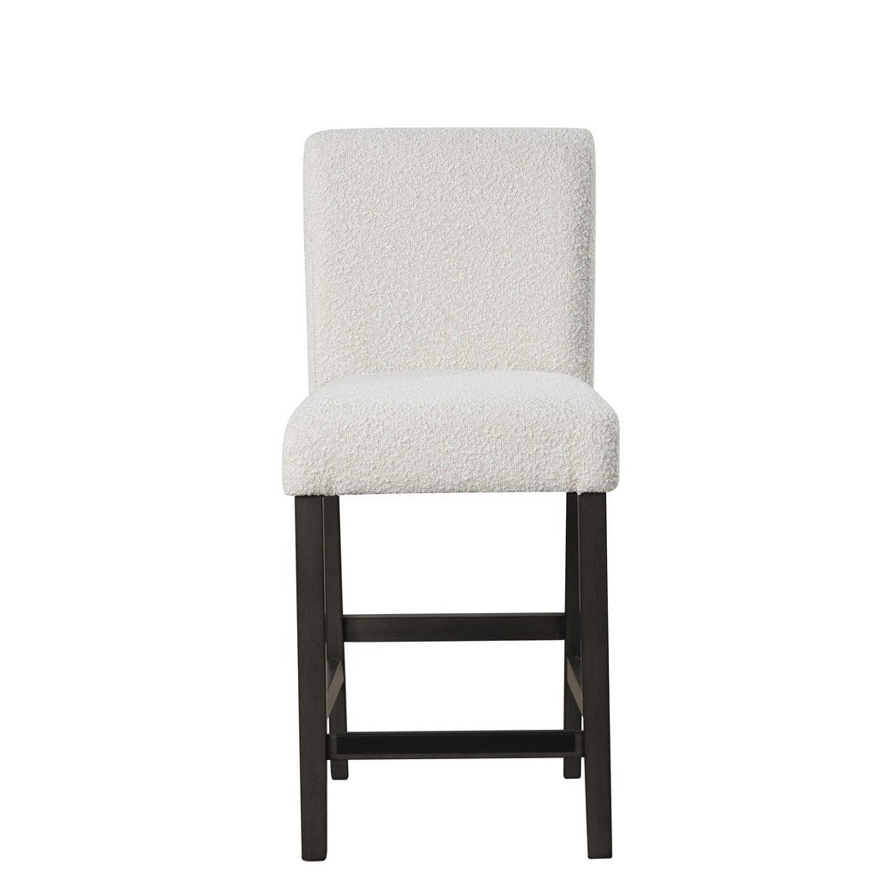 Ghy Counter Height Chair Set of 2, White Fabric, Solid Acacia Wood -BM329937