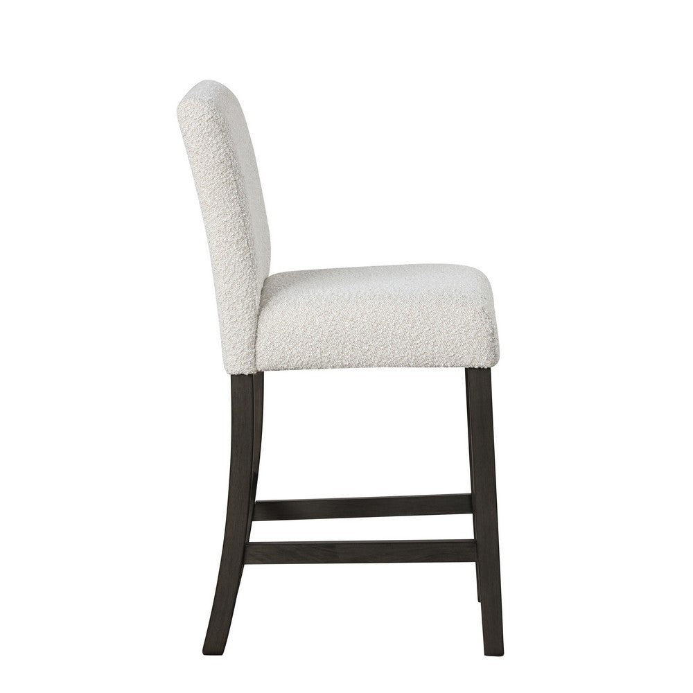 Ghy Counter Height Chair Set of 2, White Fabric, Solid Acacia Wood -BM329937