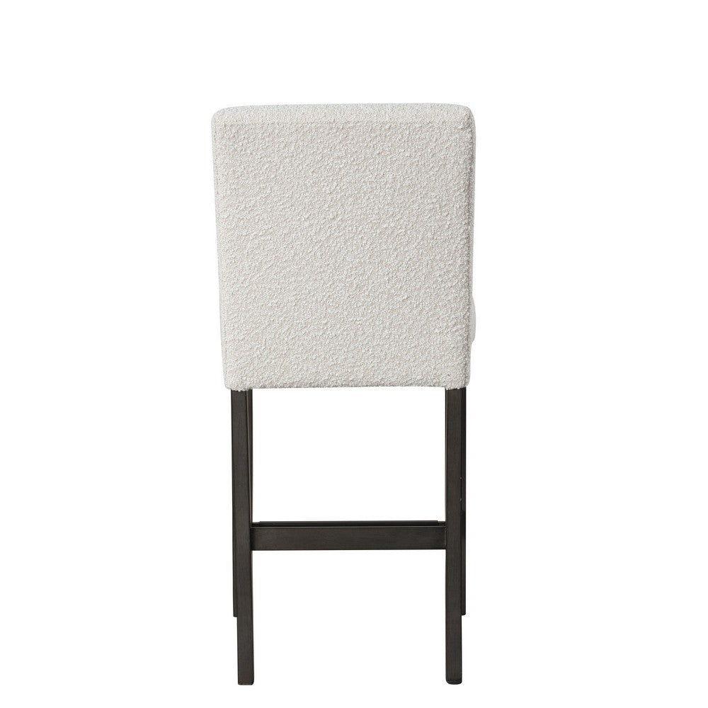 Ghy Counter Height Chair Set of 2, White Fabric, Solid Acacia Wood -BM329937