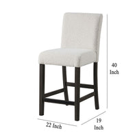 Ghy Counter Height Chair Set of 2, White Fabric, Solid Acacia Wood -BM329937