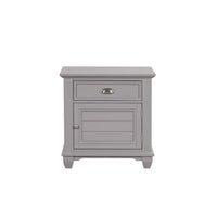 Limi Nightstand, 1 Drawer, 1 Door Cabinet, Gray Solid Wood, 28 Inch -BM329944