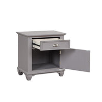 Limi Nightstand, 1 Drawer, 1 Door Cabinet, Gray Solid Wood, 28 Inch -BM329944